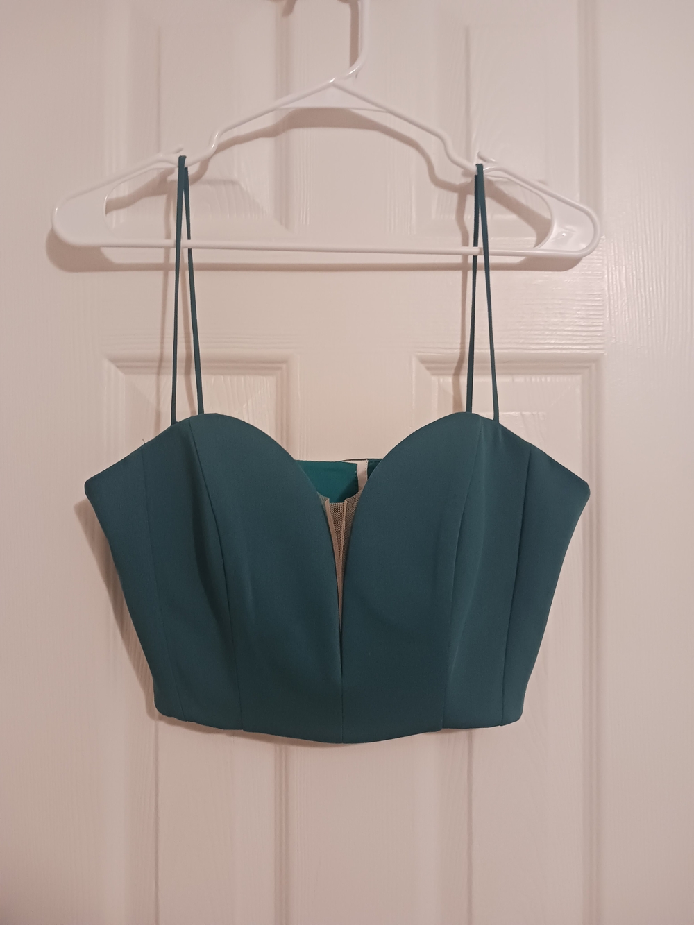 Women's Teal Spaghetti-Strap Crop Bustier Top Medium Sexy Elegant